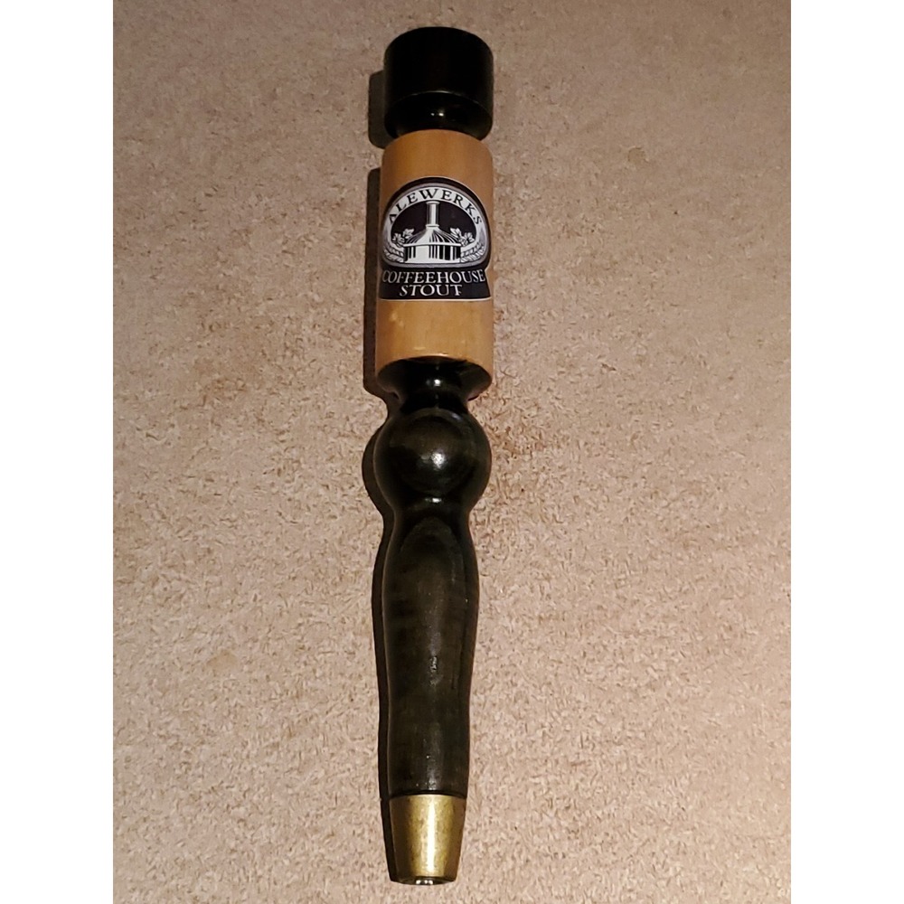 Alewerks Coffeehouse Stout Tap Handle OS Wood Turned Bar Decor Brown Black